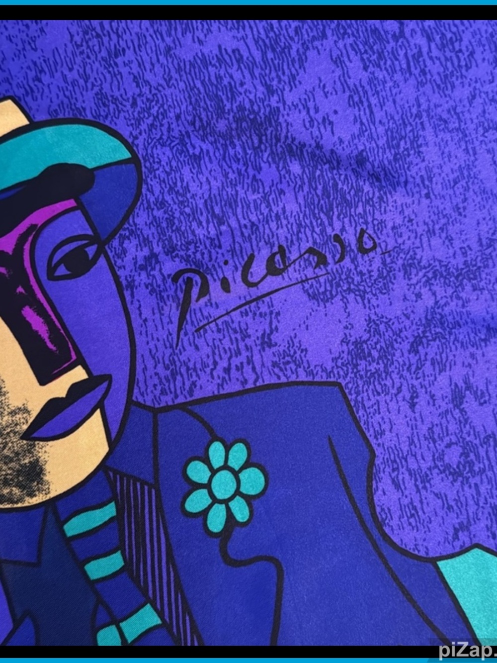 💜PICASSO SILK SCARF 34x34 VINTAGE PRINTED COLORFUL CUBIST WOMAN
